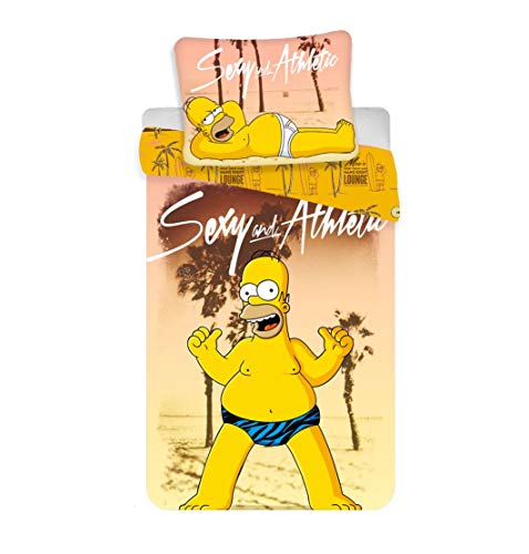 The Simpsons Homer Beach - Juego de funda nórdica reversible (100% algodón), diseño de playa