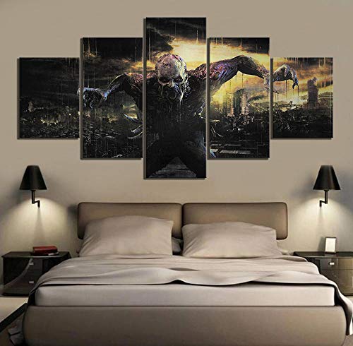 TJJS Cuadro sobre Lienzo Canvas HD Prints Pictures Wall Artwork 5 Panel Zombies Dying Light Game Painting Home Decor Modern Poster Living Room Impresiones en Lienzo