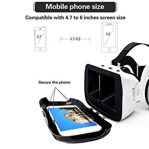TLLY Gafas de Realidad Virtual con Control Remoto Gafas 3D Gafas compatibles con iPhone y teléfono Android Protección Ocular, Distancia Ajustable para teléfonos de 4,7 a 6 Pulgadas