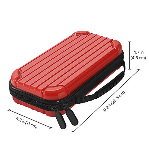 TNP Estuche Portátil de Viaje para Nintendo Switch Lite Consola, Carcasa Rígida para Transporte, Material PC, Funda con Asa de Correa, 10 Tarjeteros de Juego, Alivio de Presión de Joy con, Color Rojo