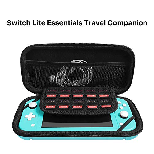 TNP?Estuche Portátil de Viaje para Nintendo Switch Lite Consola, Carcasa Rígida para Transporte, Material PC, Funda con Asa de Correa, 10 Tarjeteros de Juego, Alivio de Presión de Joy con, Color Azul
