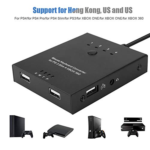 Tosuny Adaptador para Teclado y Mouse Se Adapta a PS4 para PS3 para XBO XONE para conmutador Xbox 360, convertidor de Teclado y Mouse