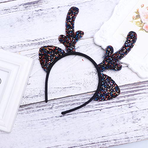 TOYANDONA - Diadema de cuernos de reno para Navidad, diseño de reno, color morado Negro Negro (1