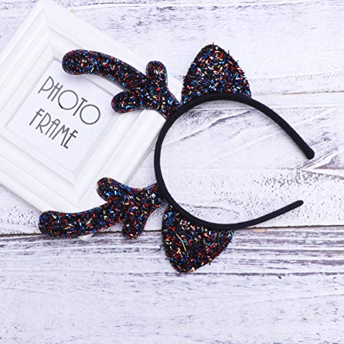 TOYANDONA - Diadema de cuernos de reno para Navidad, diseño de reno, color morado Negro Negro (1
