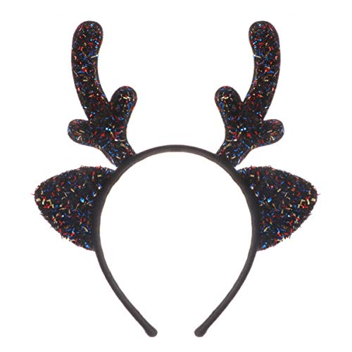 TOYANDONA - Diadema de cuernos de reno para Navidad, diseño de reno, color morado Negro Negro (1