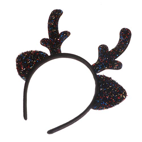 TOYANDONA - Diadema de cuernos de reno para Navidad, diseño de reno, color morado Negro Negro (1