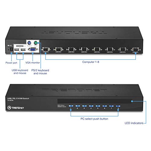 TRENDnet TK-803R - Switch de montaje en bastidor de 8 puertos, KVM