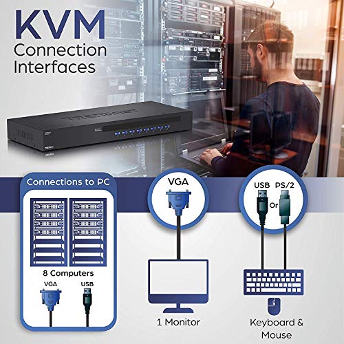 TRENDnet TK-803R - Switch de montaje en bastidor de 8 puertos, KVM