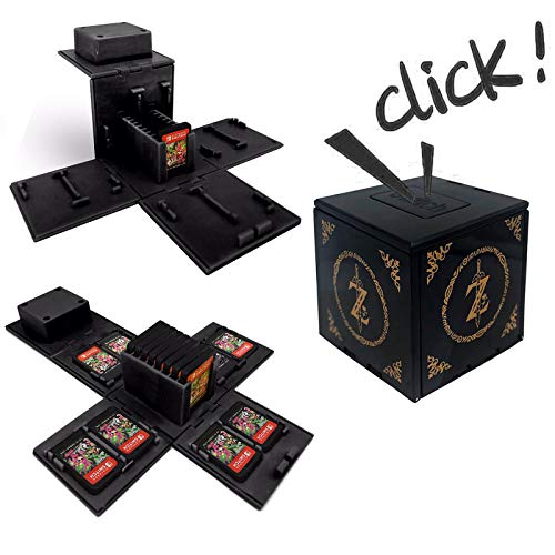 TUSNAKE Estuche para Juegos de Nintendo Switch,Funda para Tarjetas de Juego para Nintendo Switch con 16 Ranuras,Fun Gift for Kids (Zelda/Black)