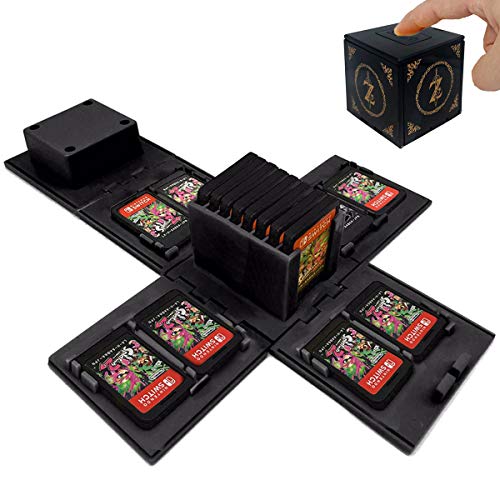 TUSNAKE Estuche para Juegos de Nintendo Switch,Funda para Tarjetas de Juego para Nintendo Switch con 16 Ranuras,Fun Gift for Kids (Zelda/Black)