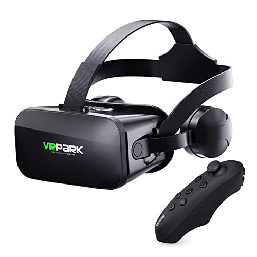 TWSHLL VR Park VR Glasses Auriculares Gafas 3D Realencia Virtual Glasses VR Auriculares para PC Android de iOS con Control inalámbrico PROTECCIÓN DE Ojos - Negro