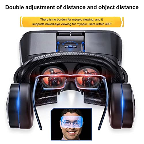 TWSHLL VR Park VR Glasses Auriculares Gafas 3D Realencia Virtual Glasses VR Auriculares para PC Android de iOS con Control inalámbrico PROTECCIÓN DE Ojos - Negro