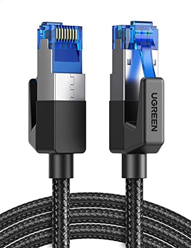 UGREEN Cable Ethernet Cat 8, Cable de Red Trenzado Cable LAN 40Gbps 2000MHz con Conector RJ45, Compatible con PS5, Xbox X/S, PC, PS4, TV Box, Router, Servidor NAS, Cat 7, Cat 6a, 20 Metros