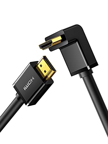 UGREEN Cable HDMI 4K Ángulo de 90°, Cable HDMI 2.0 Ultra HD Alta Velocidad 18Gbps para Ethernet Soporte HDR 3D ARC Compatible con PS5, PS4, Xbox One, TV Box, DVD/Blu-ray Reproductor, PC, HDTV, 1Metros