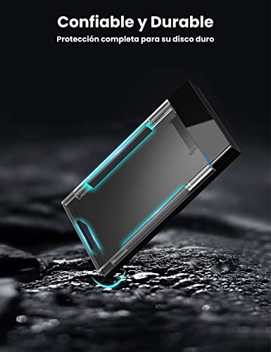 UGREEN Caja Disco Duro Externo 2,5", Carcasa Disco Duro 2,5" USB C con UASP, Carcasa SSD USB C, Caja 2.5 SSD HDD SATA III de 7mm 9,5mm Compatible Xbox X/S PS5 PS4 PC, 6TB MAX, con Cable USB C a USB A