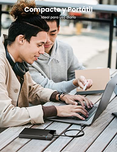 UGREEN Caja Disco Duro Externo 2,5", Carcasa Disco Duro 2,5" USB C con UASP, Carcasa SSD USB C, Caja 2.5 SSD HDD SATA III de 7mm 9,5mm Compatible Xbox X/S PS5 PS4 PC, 6TB MAX, con Cable USB C a USB A