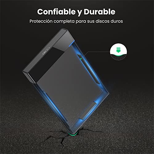 UGREEN Carcasa Disco Duro 2.5" USB 3.0 con UASP Caja Disco Duro 2,5 HDD SSD SATA I/II/III de 7mm 9.5mm, 6 TB MAX, Carcasa SSD Compatible con MacBook, PS5, Xbox X/S, PS4, TV, con Cable USB 3.0