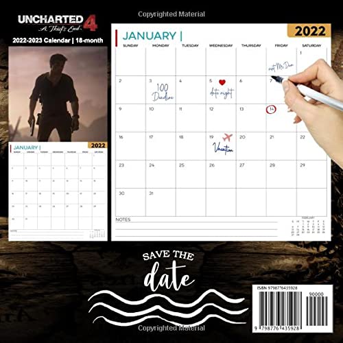 Uncharted 4 A Thief's End: OFFICIAL 2022 Calendar - Video Game calendar 2022 - Uncharted 4 A Thief's End -18 monthly 2022-2023 Calendar - Planner ... games Kalendar Calendario Calendrier). 3