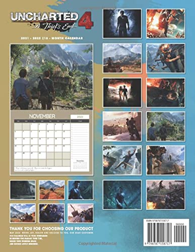 Uncharted 4 A Thief's End: OFFICIAL 2022 Calendar - Video Game calendar 2022 - Uncharted 4 A Thief's End -18 monthly 2022-2023 Calendar - Planner ... games Kalendar Calendario Calendrier)