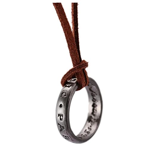 Unisex Uncharted 4 Nathan Drake's Ring Colgante Con Cadena De Cordón De Cuero Ajustable, 13 '' - 18 '' Bigmily Uncharted 4 Nathan Drake's Ring Unisex Colgante Colgante Collar De Cadena Colgante