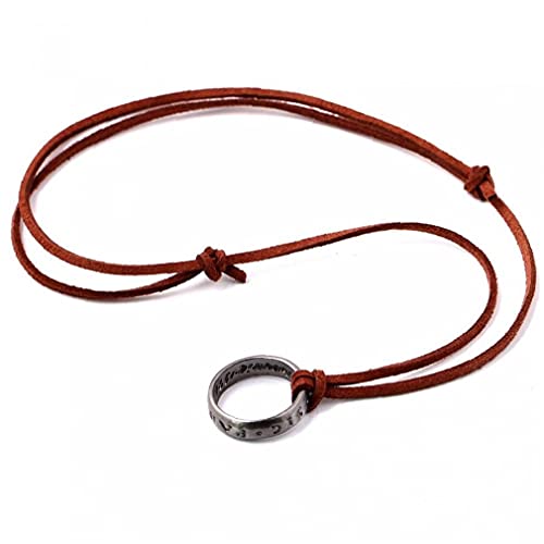 Unisex Uncharted 4 Nathan Drake's Ring Colgante Con Cadena De Cordón De Cuero Ajustable, 13 '' - 18 '' Bigmily Uncharted 4 Nathan Drake's Ring Unisex Colgante Colgante Collar De Cadena Colgante