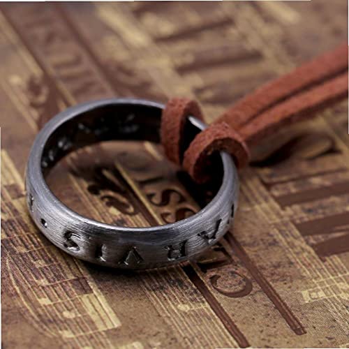 Unisex Uncharted 4 Nathan Drake's Ring colgante con cadena de cordón de cuero ajustable 13 '' - 18 '' bigmily Uncharted 4 Nathan Drake's Ring Unisex Colgante Colgante Colgante Collar