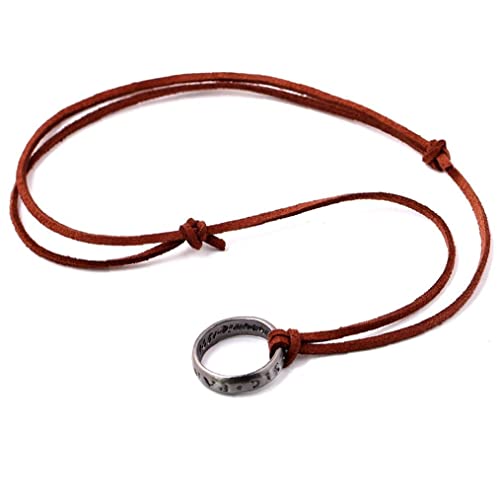 Unisex Uncharted 4 Nathan Drake's Ring colgante con cadena de cordón de cuero ajustable 13 '' - 18 '' bigmily Uncharted 4 Nathan Drake's Ring Unisex Colgante Colgante Colgante Collar