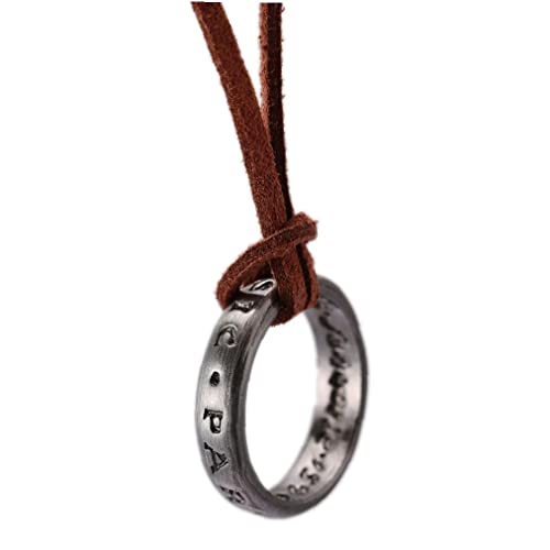 Unisex Uncharted 4 Nathan Drake's Ring colgante con cadena de cordón de cuero ajustable 13 '' - 18 '' bigmily Uncharted 4 Nathan Drake's Ring Unisex Colgante Colgante Colgante Collar
