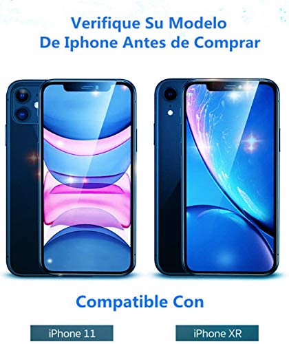 UNO' Protector pantalla 2 Unidades, Protector pantalla cristal templado compatible con iphone 11, Vidrio Templado Ultra Resistent Sin Burbujas, 9H, Antiarañazos, Apto Para Iphone 11 y Iphone XR.