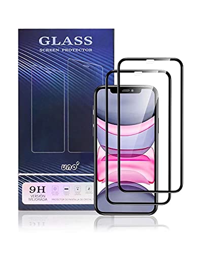 UNO' Protector pantalla 2 Unidades, Protector pantalla cristal templado compatible con iphone 11, Vidrio Templado Ultra Resistent Sin Burbujas, 9H, Antiarañazos, Apto Para Iphone 11 y Iphone XR.