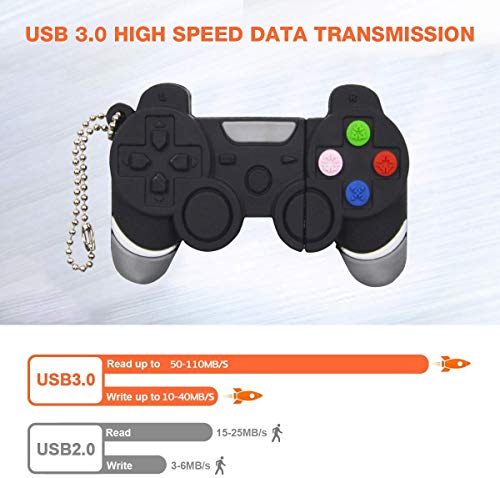 USB 3.0 32GB PenDrive Divertido Memoria Flash USB 32 GB Pen Drive-Cool PS4 Control de Juego Negro Unidad Flash Memory Stick，FEBNISCTE Divertida Originales Regalo Llave USB para Padre / Hijo / Hermano
