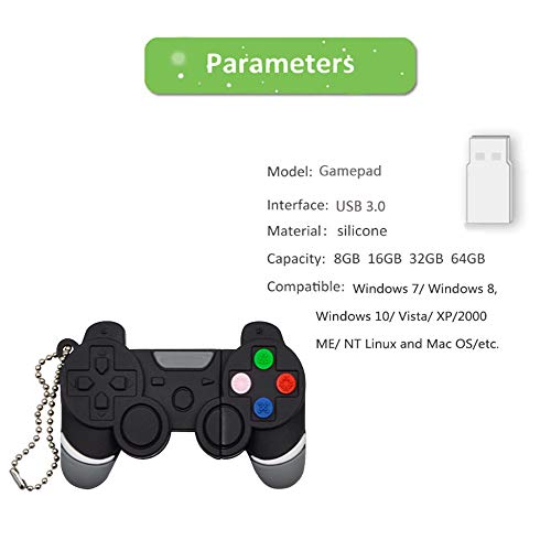 USB 3.0 32GB PenDrive Divertido Memoria Flash USB 32 GB Pen Drive-Cool PS4 Control de Juego Negro Unidad Flash Memory Stick，FEBNISCTE Divertida Originales Regalo Llave USB para Padre / Hijo / Hermano