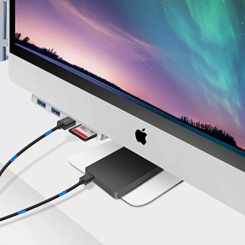 USB 3.0 IMac Hub, Rocketek USB 3.0 de 3 Puertos Ultrafino de Aluminio Premium con Lector de Tarjetas SD/TF Diseñado Compatible con 2017 iMac y iMac Pro