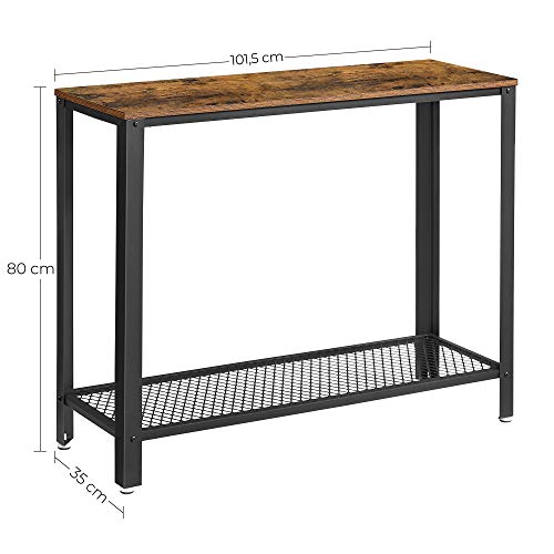 VASAGLE Vintage Mesa de Consola, Mesa de Entrada, Mesa Auxiliar para Salón, Dormitorio, Montaje fácil, Rústica LNT80X