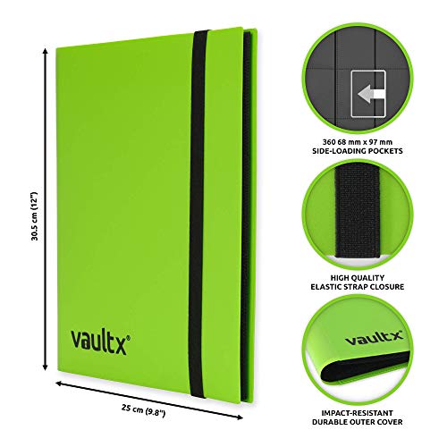 Vault X Binder - Carpeta para Cartas Coleccionables - 9 Tarjetas por Pájina - 360 Bolsillos de Inserción Lateral para TCG MTG Pokemon YuGiOh! Star Wars X-Wing Wow … (Verde)