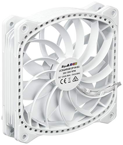 Ventilador RGB LED cuadrado para caja PC ultra silencioso, diseño de gama alta ENERMAX Squa RGB White Adressable 120 mm (UCSQARGB12P-W-SG), pack unitario, Plug & Play