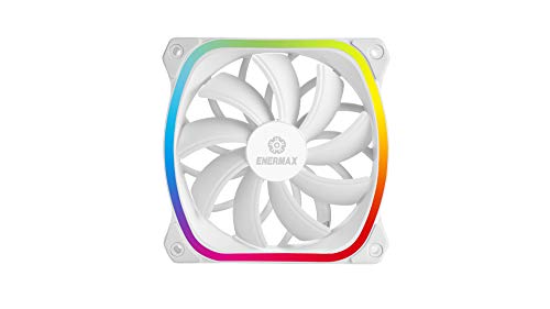 Ventilador RGB LED cuadrado para caja PC ultra silencioso, diseño de gama alta ENERMAX Squa RGB White Adressable 120 mm (UCSQARGB12P-W-SG), pack unitario, Plug & Play