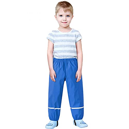 Vexiangni Pantalones de lluvia unisex para niños, impermeables, transpirables, para deportes y actividades al aire libre, Azul H, XL