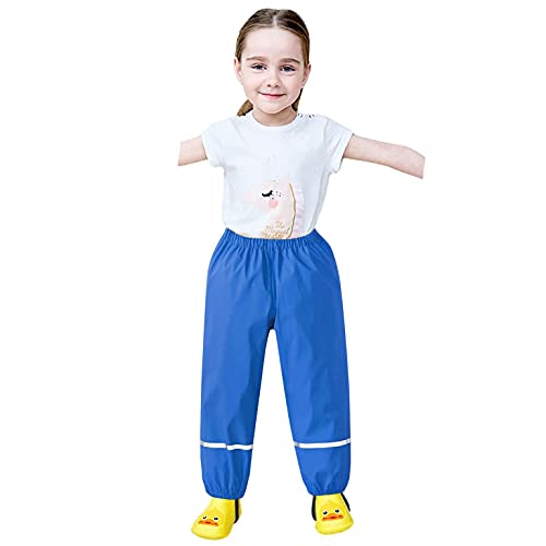 Vexiangni Pantalones de lluvia unisex para niños, impermeables, transpirables, para deportes y actividades al aire libre, Azul H, XL