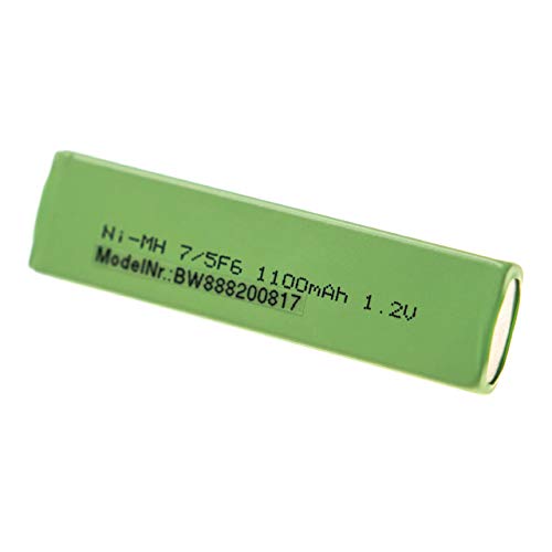 vhbw Batería de Celdas reemplaza Panasonic RP-BP140H, RP-BP61, RP-BP62 para Reproductor de CD (1100 mAh, 1,2 V, NiMH), Button Top, 7/5F6