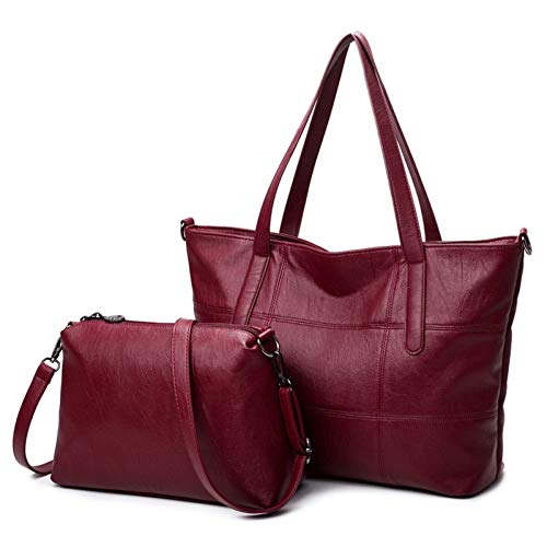 Vinteen Bolsa de Viaje Femenino MS Versión Coreana Salvaje Bolsas de Hombro Bolso de Alta Capacidad Tide Soft Skin Bag Bag Bolsa Crossbody (Color : Burgundy)