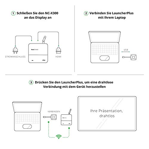 Vivitek NovoConnect NC-X300 - Sistema de presentación inalámbrico para Windows, Apple MacOS, Android, Google Cast, Incluye dongle Plug-and-Play