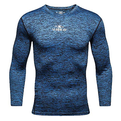 VJGOAL Ropa de Entrenamiento para Hombre Ropa Deportiva de Manga Larga para Hombre Deportes al Aire Libre Camiseta elástica de Secado rápido Top(Small,Armada)