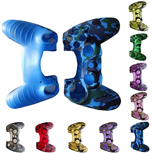 VORCOOL Carcasa de silicona para mando de PS4, diseño de camuflaje, color azul