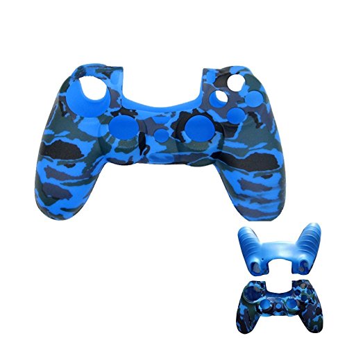 VORCOOL Carcasa de silicona para mando de PS4, diseño de camuflaje, color azul