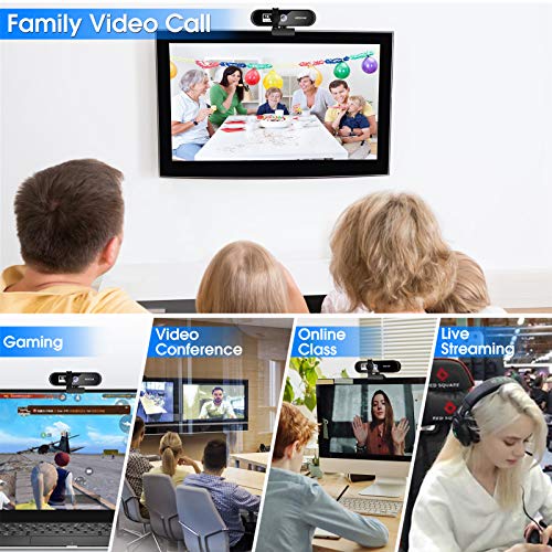 WANFEI Webcam PC 1080P Full HD con Micrófono, PC Webcam Portátil USB 2.0, Streaming Web Cámara Reducción de Ruido para Mac Windows, Videollamadas, Grabación, Conferencias,Skype FaceTime Youtube