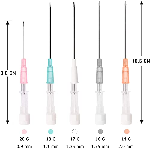 WARRIOR Agujas de Piercing estériles Aguja de Punción del Catéter Herramientas Acero quirúrgico para nariz Oído Labios Lengua del ombligo (10 piezas / caja, naranja 14G 2.0 mm)