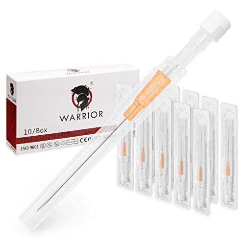 WARRIOR Agujas de Piercing estériles Aguja de Punción del Catéter Herramientas Acero quirúrgico para nariz Oído Labios Lengua del ombligo (10 piezas / caja, naranja 14G 2.0 mm)
