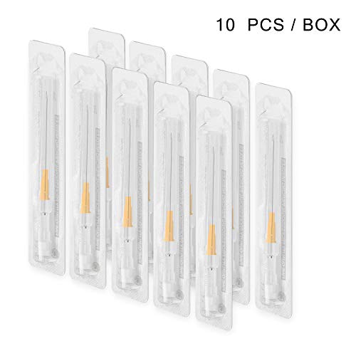 WARRIOR Agujas de Piercing estériles Aguja de Punción del Catéter Herramientas Acero quirúrgico para nariz Oído Labios Lengua del ombligo (10 piezas / caja, naranja 14G 2.0 mm)