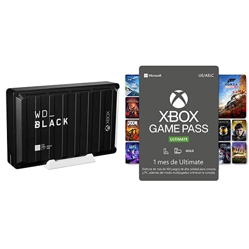 WD_BLACK D10 Game Drive para Xbox de 12 TB + Suscripción Xbox Game Pass Ultimate - 1 Mes | Xbox/Win 10 PC - Código de Descarga